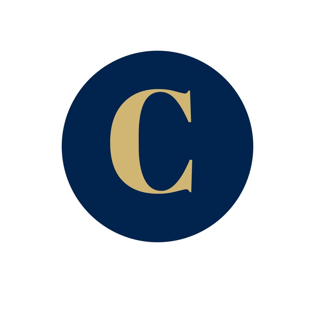 Letter 'c' in a navy circle (icon)