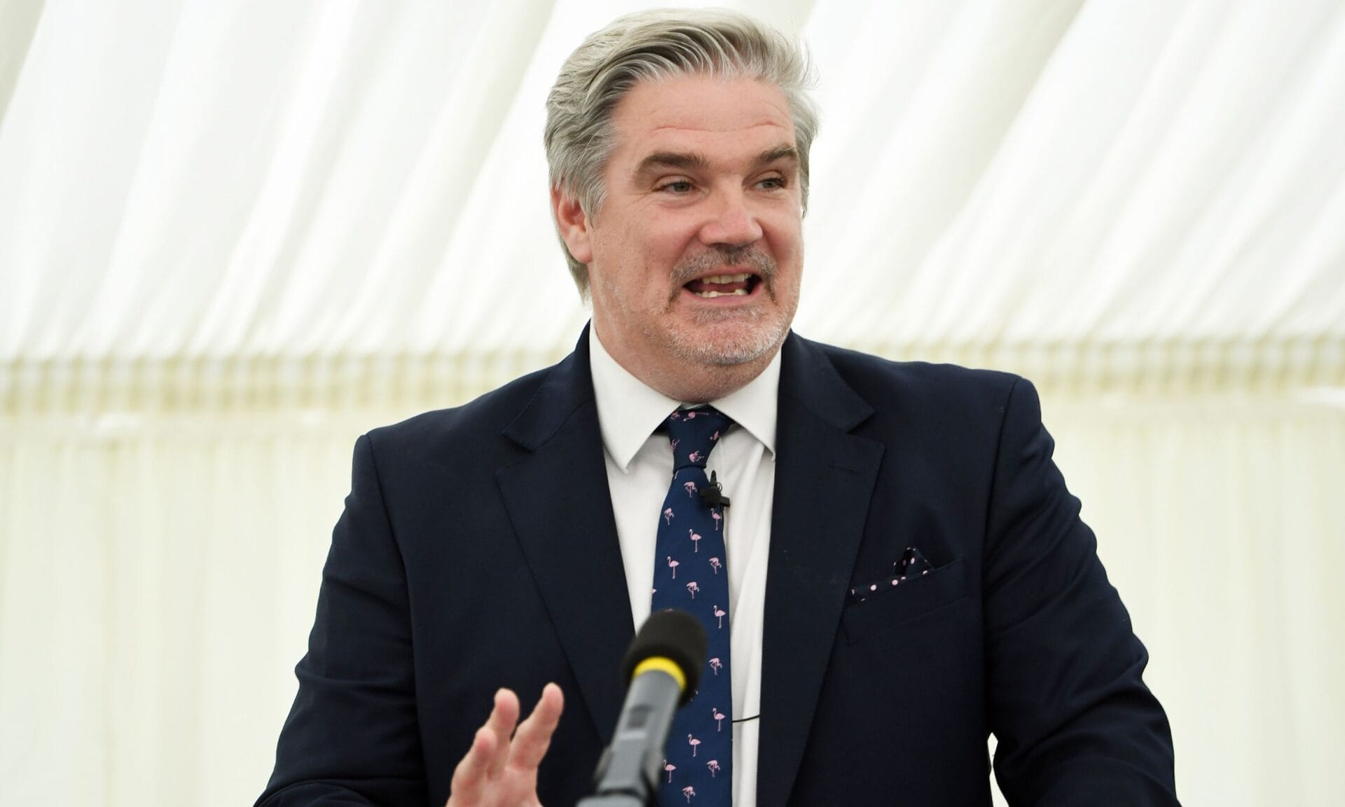 Mr Noel Neeson addresses the audience of the Prizegiving ceremony