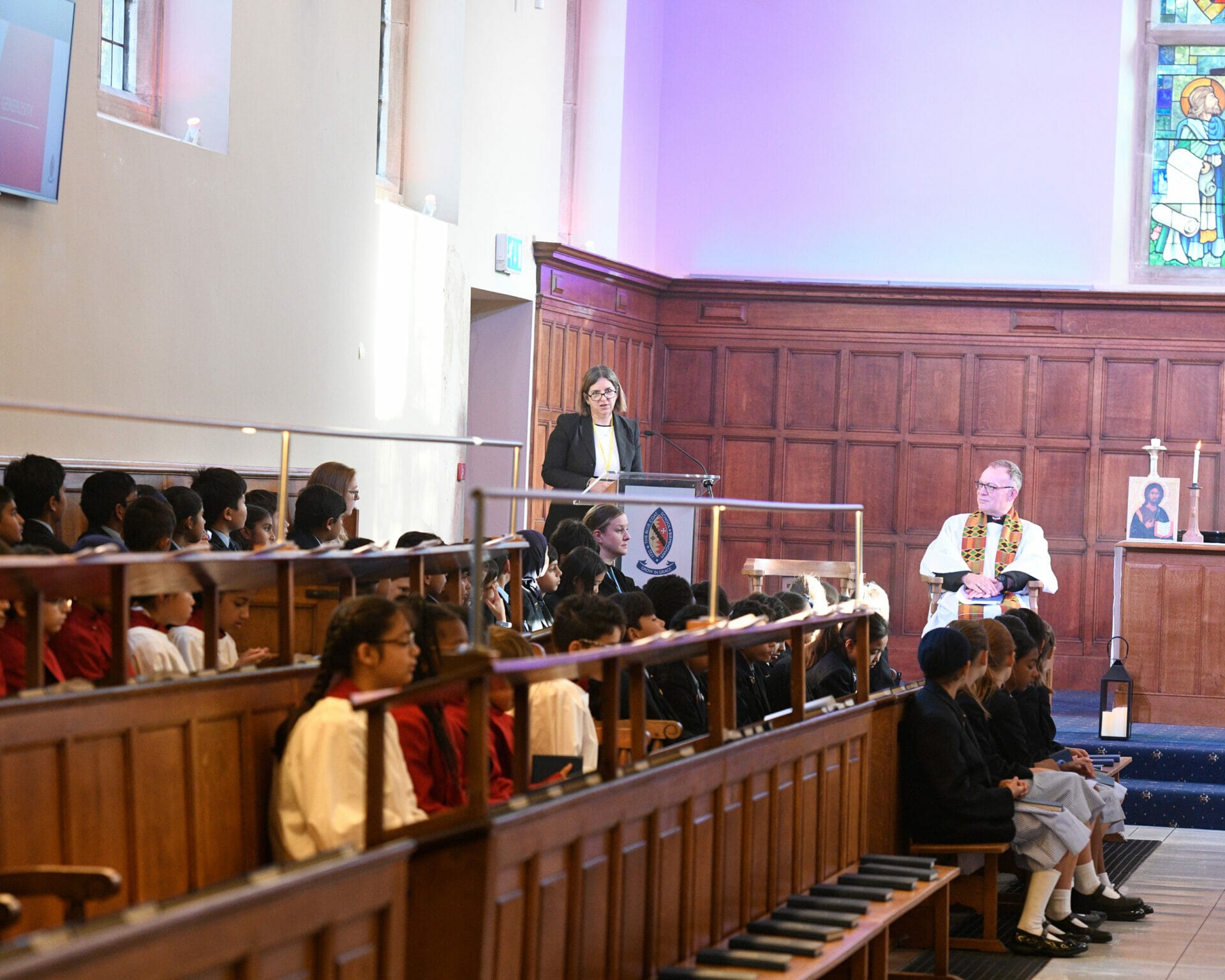 Clare Macro visits The Blue Coat School to deliver a Chapel Service.