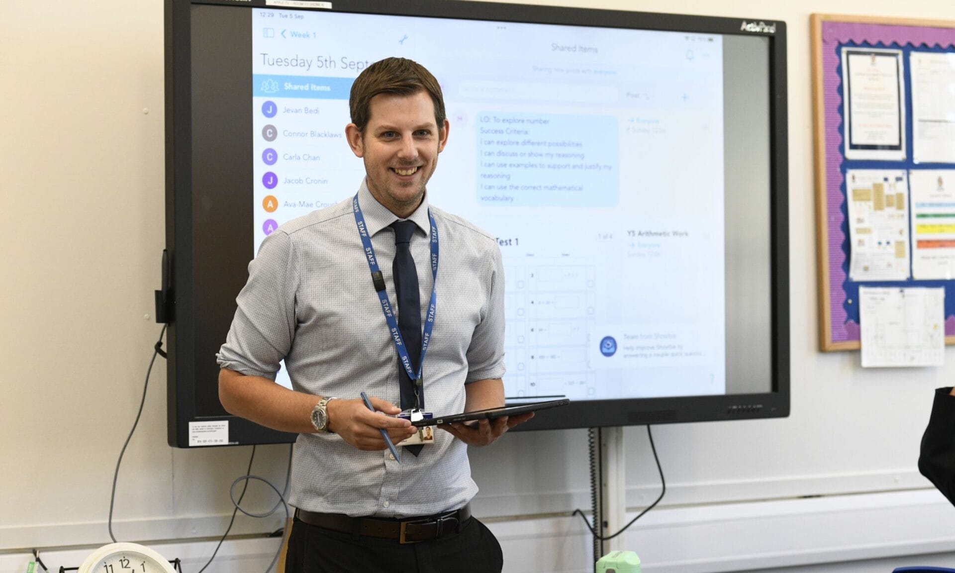 Mr Hulbert smiles at his class